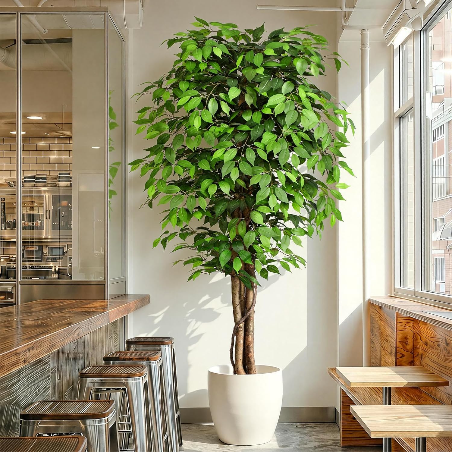 Fiddle Leaf Fig - 실제와 같은 인조 고무나무, 자연스러운 줄기와