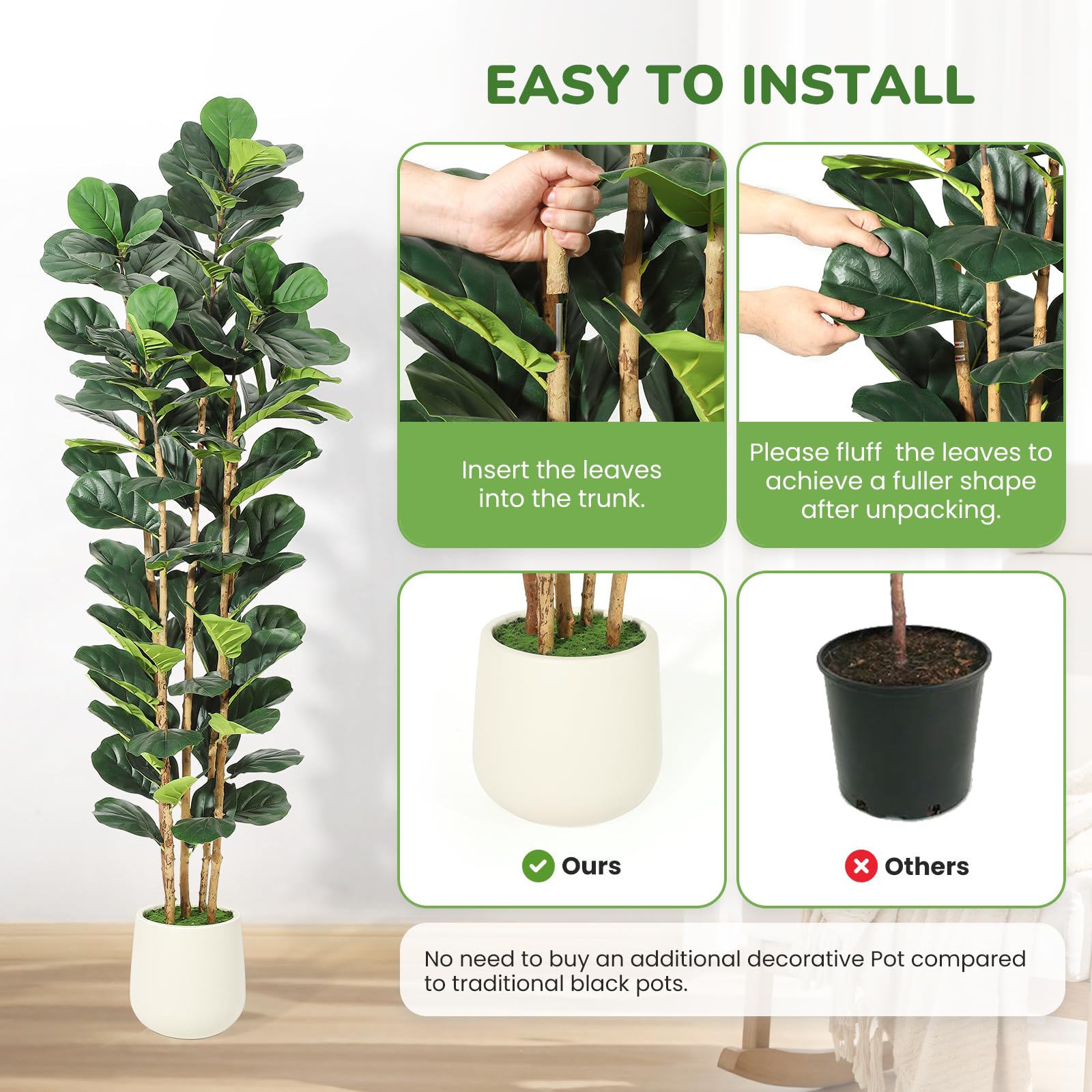 인조 피커리피그 나무(5/6/7피트), 키가 큰 인조  - Fiddle Leaf Fig 리뷰 및 가격