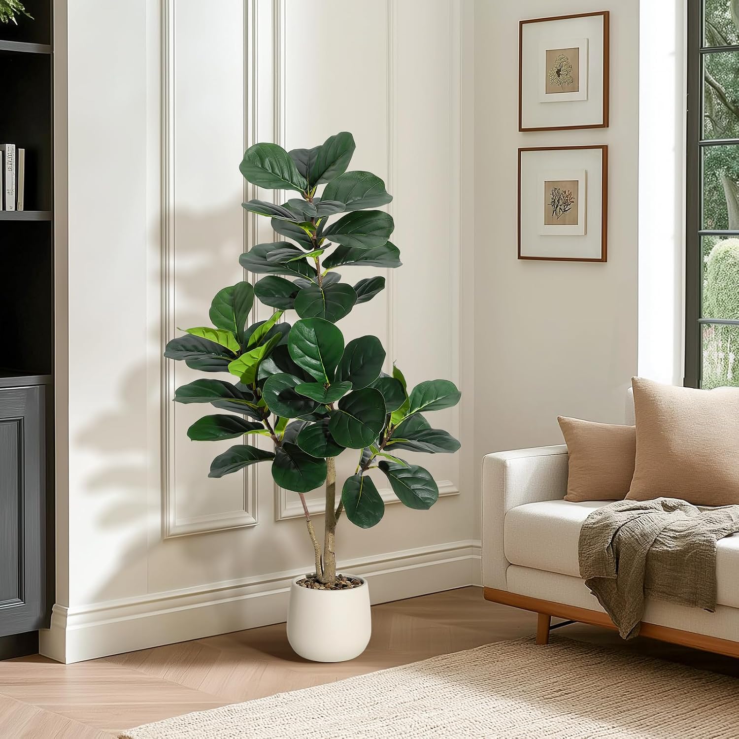 4피트 길이의 인조 피들리프 피규 나무, 48개의 잎이 - Fiddle Leaf Fig 리뷰 및 가격