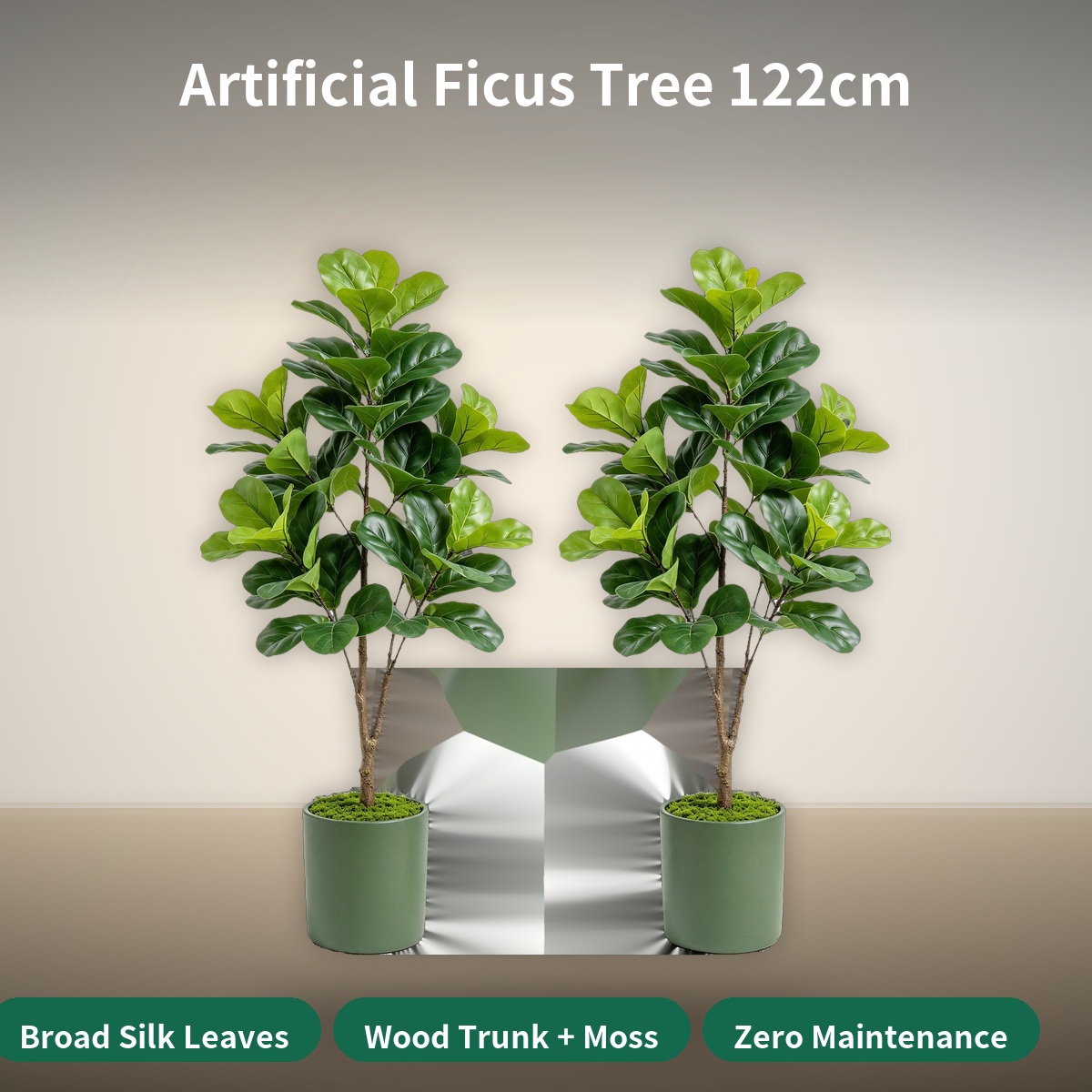 인조 피쿠스 나무 122cm, 2개 세트, 실제와 흡사 - Fiddle Leaf Fig 리뷰 및 가격