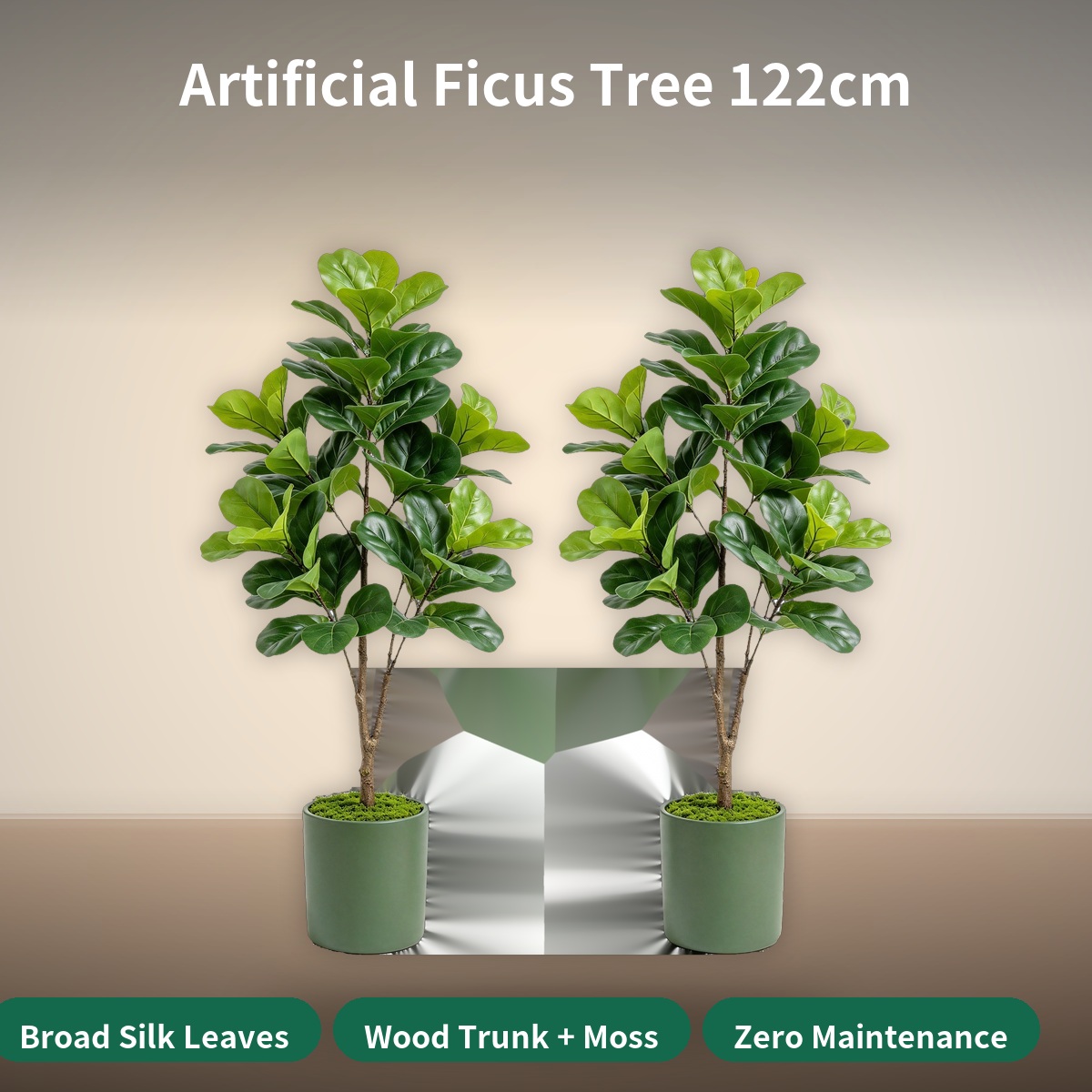 인조 피쿠스 나무 122cm, 2개 세트, 실제와 흡사 - Fiddle Leaf Fig 리뷰 및 가격