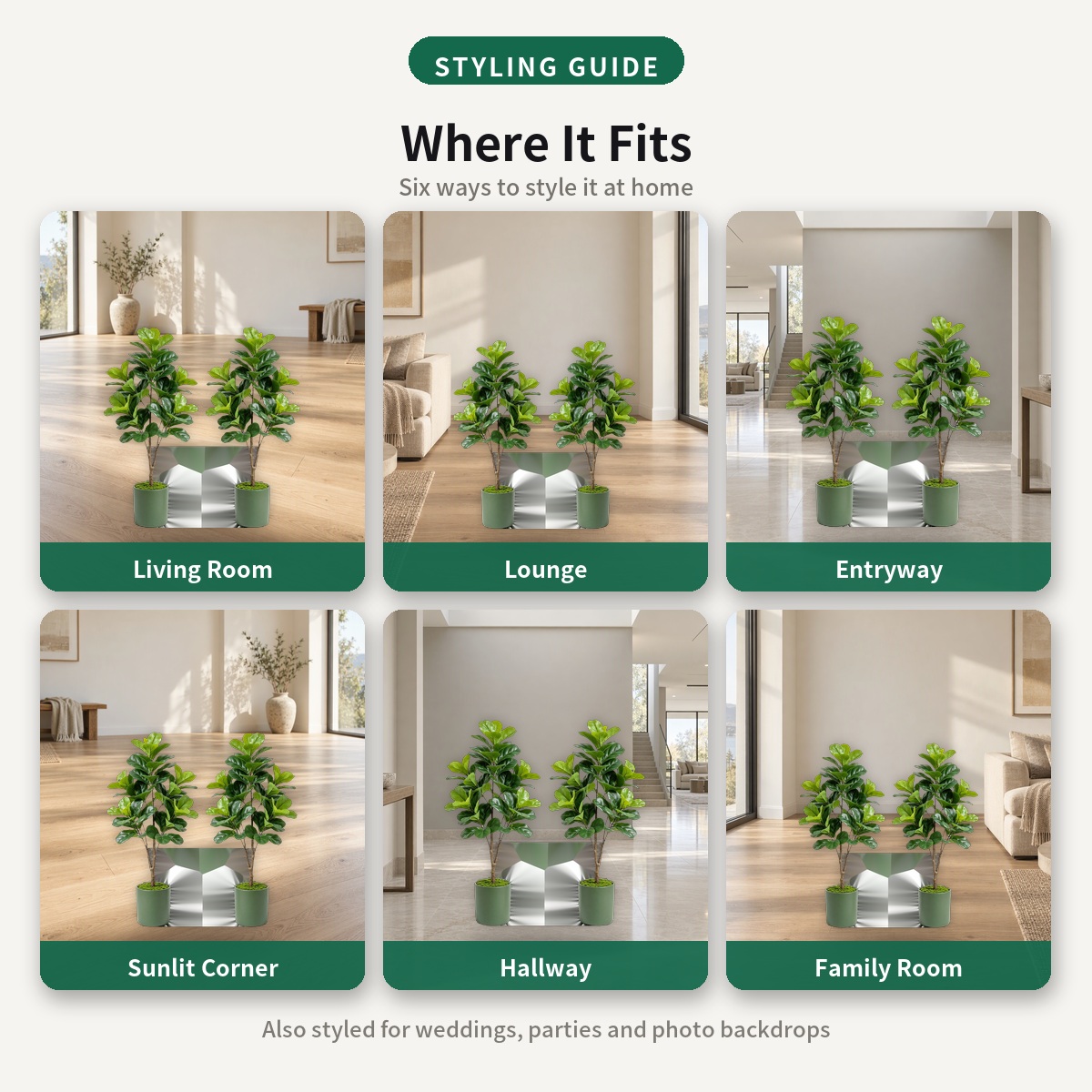 인조 피쿠스 나무 122cm, 2개 세트, 실제와 흡사 - Fiddle Leaf Fig 리뷰 및 가격